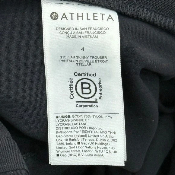 Athleta Stellar Skinny Trouser Ankle Pants Womens 4 Black Commute Work Travel - Picture 8 of 13